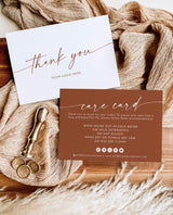 Terracotta Small Business Thank You Card | Boutique Care Card Template