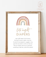 Late Night Diapers Template Sign | Rainbow Baby Shower Game