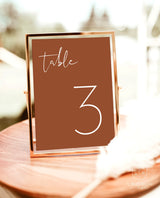 Terracotta Wedding Table Number | Minimalist Wedding Table Number