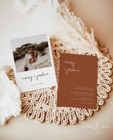 Minimalist Wedding Invitation Template | Editable Terracotta Wedding Invite