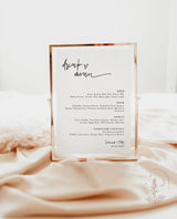 Modern Minimalist Wedding Bar Menu Template | Minimalist Bar Menu Sign