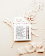 Pampas Grass He Said She Said Game | Boho Bridal Shower Game
