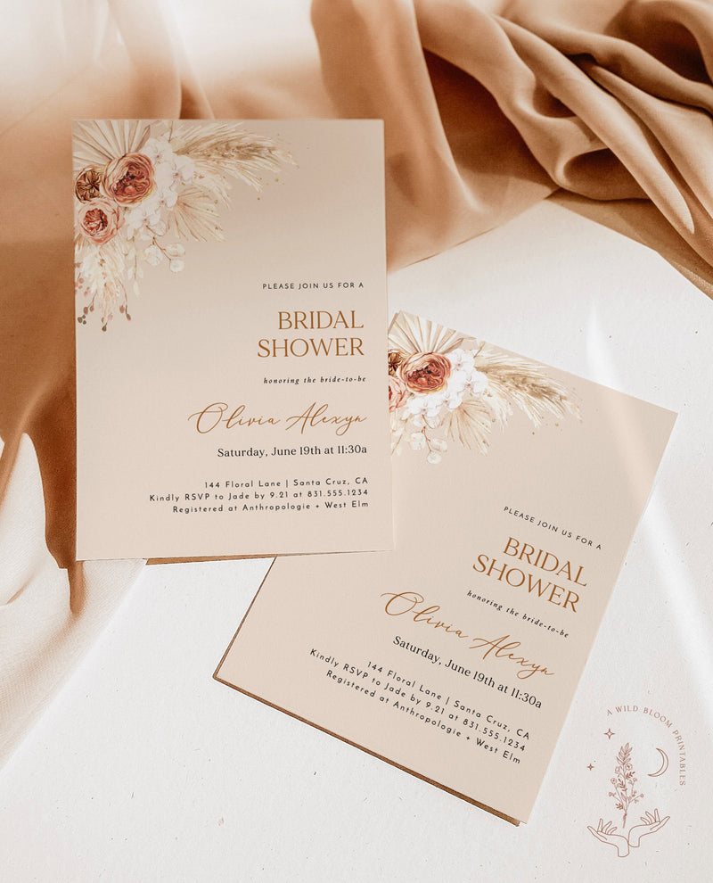 Bohemian Bridal Shower Invitation | Minimalist Bridal Shower Invite 