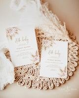 Pampas Grass Baby Shower Invite | Boho Girl Baby Shower