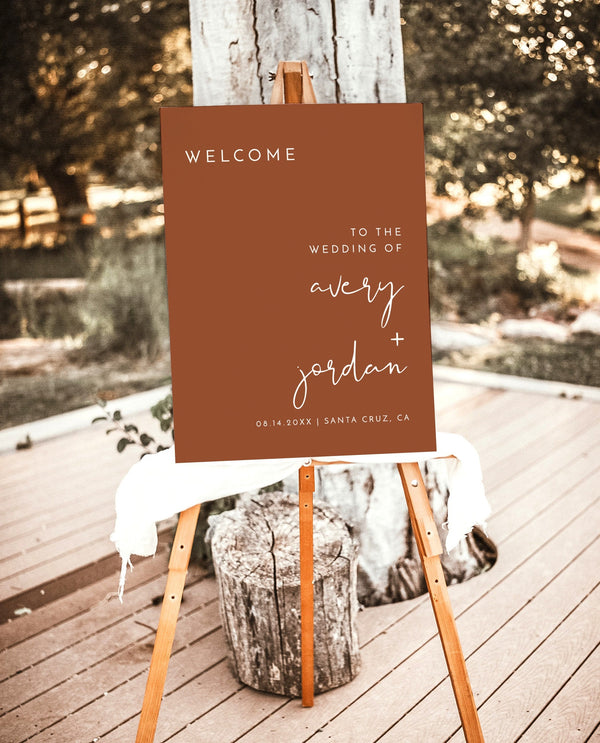 Burnt Orange Wedding Welcome Sign | Terracotta Wedding Welcome Poster 