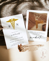 Nurse Graduation Party Invite Template | Minimalist RN Graduation Announcement