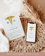 Nurse Graduation Party Invite Template | Minimalist RN Graduation Announcement