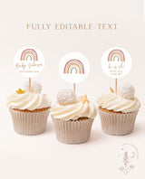 Rainbow Cupcake Toppers | Boho Rainbow Baby Shower