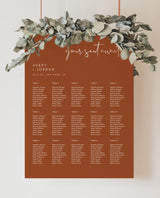 Terracotta Wedding Seating Chart | Burnt Orange Seating Chart