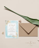 Pampas Grass Baby Shower Invitation | Blue Baby Boy Shower Invite