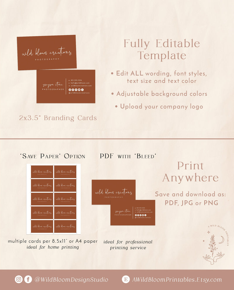 Terracotta Small Business Card | Boutique Business Card Template 