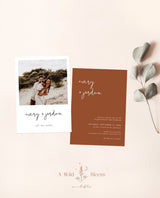 Minimalist Wedding Invitation Template | Editable Terracotta Wedding Invite