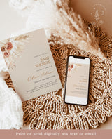 Pampas Grass Baby Shower Invite | Boho Girl Baby Shower