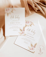 Pampas Grass Baby Shower Invite | Boho Girl Baby Shower