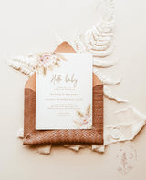 Pampas Grass Baby Shower Invite | Boho Girl Baby Shower