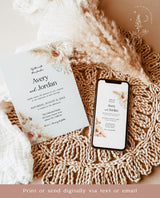 Pampas Grass Wedding Invitation | Minimalist Wedding Invite