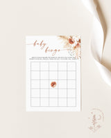 Pampas Grass Baby Bingo Game | Boho Baby Shower Game