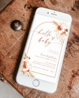 Digital Pampas Grass Baby Shower Invite | Boho Girl Baby Shower