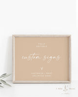 Modern Custom Sign Template | Beige Customizable Wedding Signage