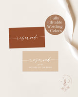 Wedding Reserved Cards | Minimalist Reserved Cards
