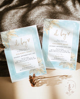 Pampas Grass Baby Shower Invitation | Blue Baby Boy Shower Invite