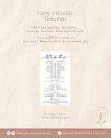 Digital Wedding Party Timeline | Bridal Party Itinerary