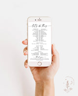 Digital Wedding Party Timeline | Bridal Party Itinerary