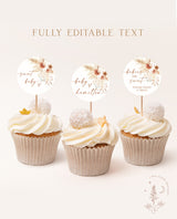 Boho Cupcake Toppers | Pampas Grass Baby Shower