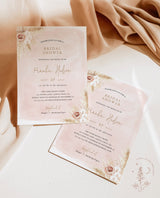 Pampas Grass Bridal Shower Invitation | Boho Tropical Bridal Shower