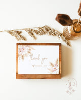 Pampas Grass Thank You Card Template | Pink Baby Shower Thank You