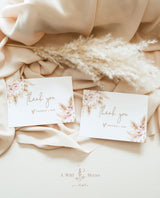 Pampas Grass Thank You Card Template | Pink Baby Shower Thank You
