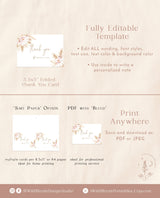 Pampas Grass Thank You Card Template | Pink Baby Shower Thank You
