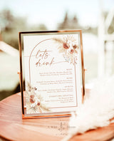 Pampas Grass Drink Menu | Boho Cocktail Menu