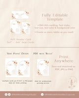 Pampas Grass Seating Chart Card Template | Editable Wedding Seat Cards