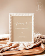Minimalist Favors Sign | Modern Wedding Favors Sign Template