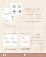 Minimalist Wedding Events Card | Wedding Itinerary Template