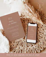 Minimalist Wedding Invitation Template | Dusty Terracotta Wedding Invite