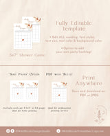 Pampas Grass Baby Bingo Game | Boho Baby Shower Game