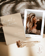 Minimalist Bridal Shower Invitation | Boho Beige Bridal Shower Invite