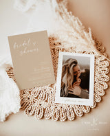 Minimalist Bridal Shower Invitation | Boho Beige Bridal Shower Invite