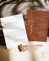 Minimalist Wedding Events Card | Terracotta Wedding Events
