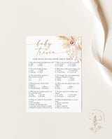 Boho Baby Trivia Shower Game | Baby Shower Trivia Game