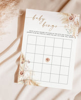 Pampas Grass Baby Bingo Game | Boho Baby Shower Game