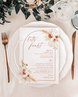 Pampas Grass Wedding Menu Template | Terracotta Wedding Menu