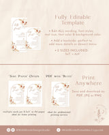 Pampas Grass Wedding Menu Template | Terracotta Wedding Menu