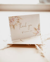Pampas Grass Thank You Card Template | Pink Baby Shower Thank You