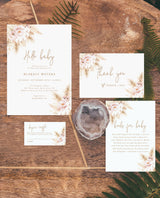 Pampas Grass Baby Shower Invitation | Girl Baby Shower Bundle