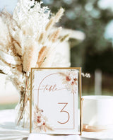 Pampas Grass Wedding Table Numbers | Modern Minimalist Table Numbers