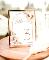 Pampas Grass Wedding Table Numbers | Modern Minimalist Table Numbers