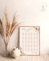 Pampas Grass Seating Chart | Terracotta Wedding Seat Chart